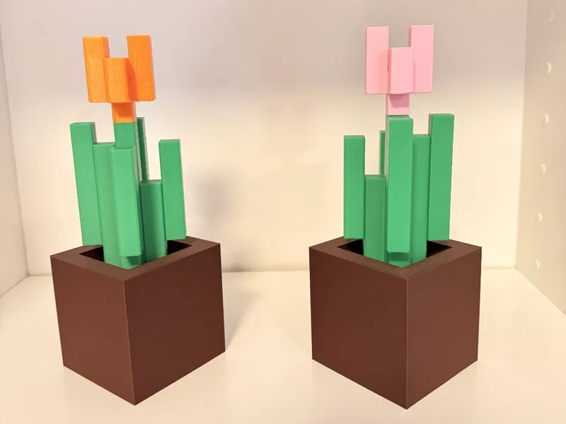 Minecraft Pink/Orange tulip in pot - no AMS & AMS