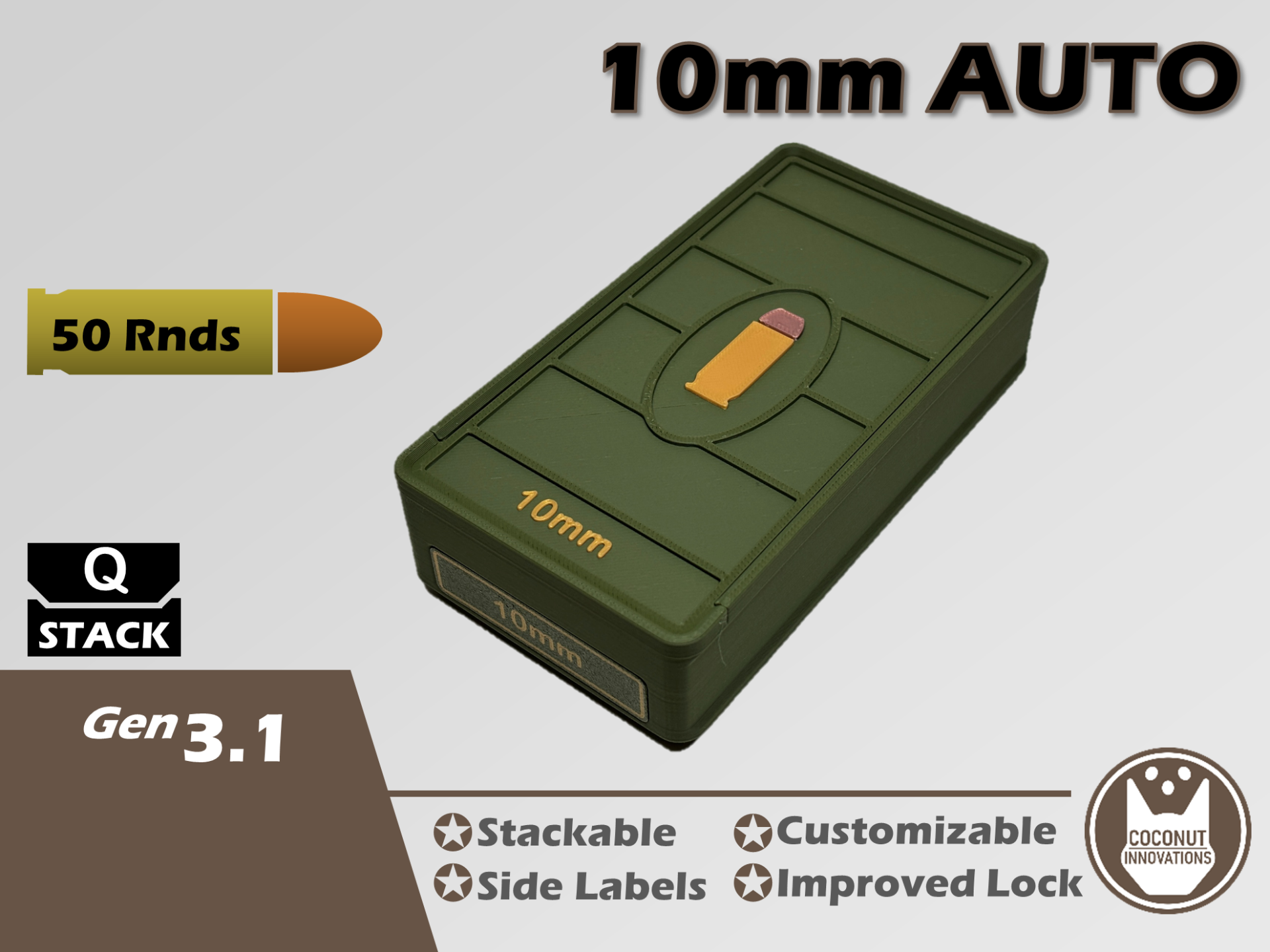 Ammo Storage Box 10mm 50 Rounds