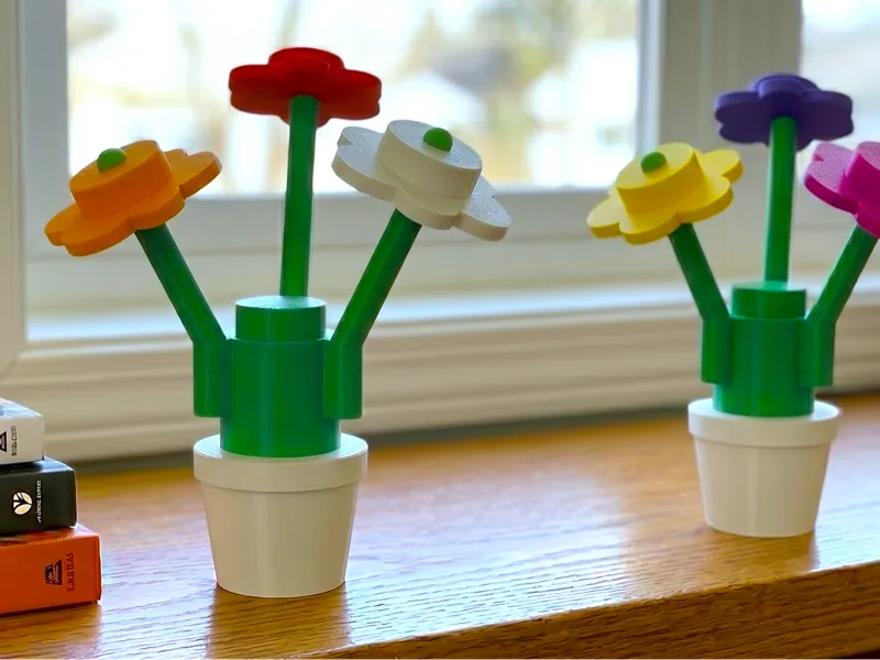 Fiore con Vaso in stile mattoncini Giganti 