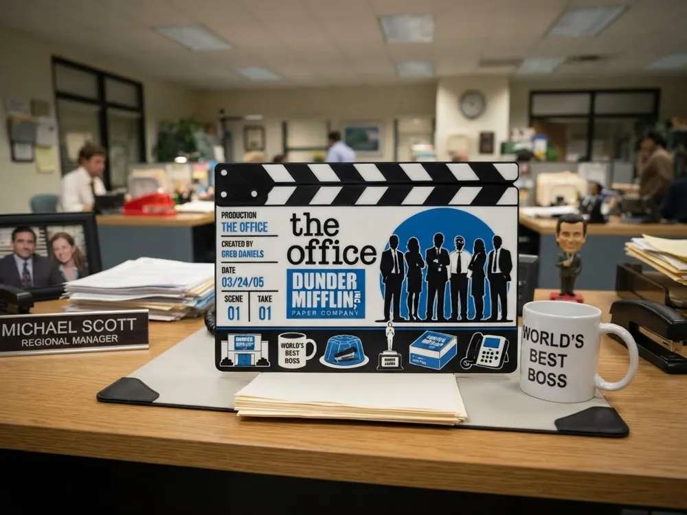 Modelo para impresión 3D: The Office US Movie Clapboard | TV Show Decor. Referencia del modelo original.
