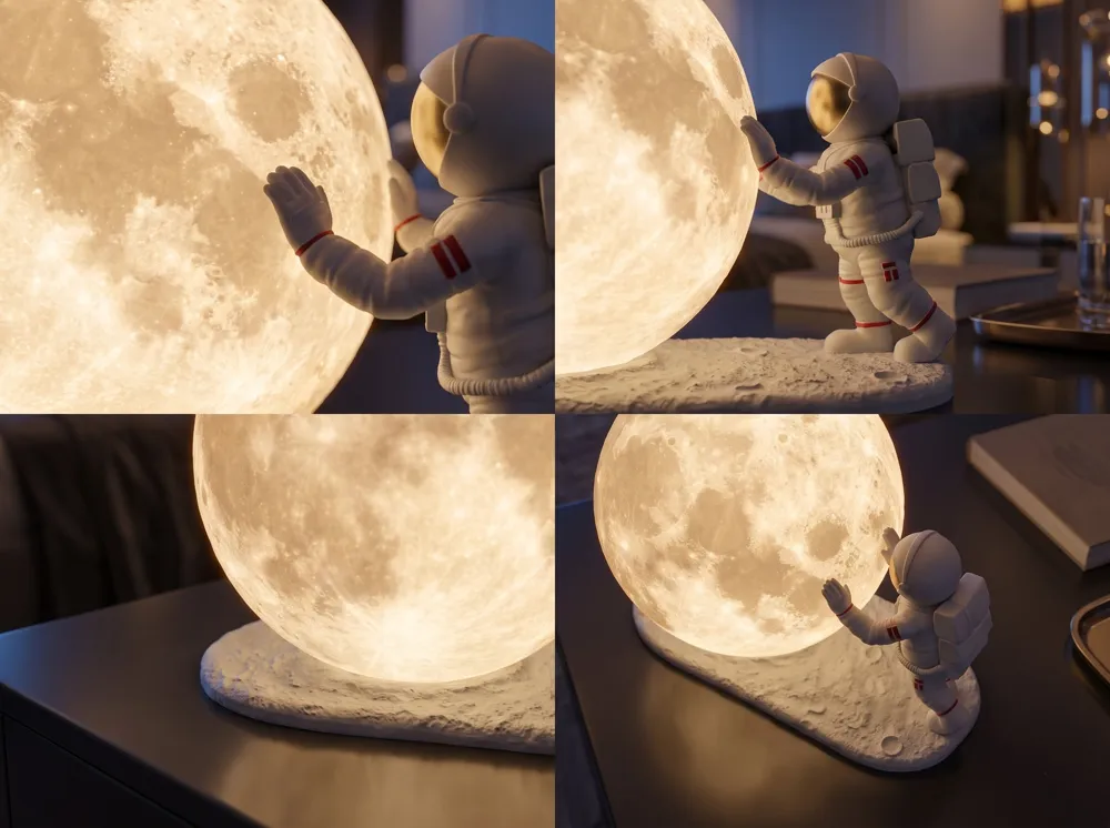 Astronaut Moon Lamp 15cmX15cm - Free 3D Print Model - MakerWorld