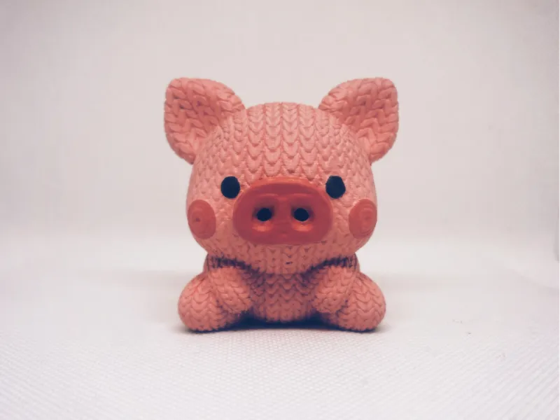 Knitted-Style Pig Figurine