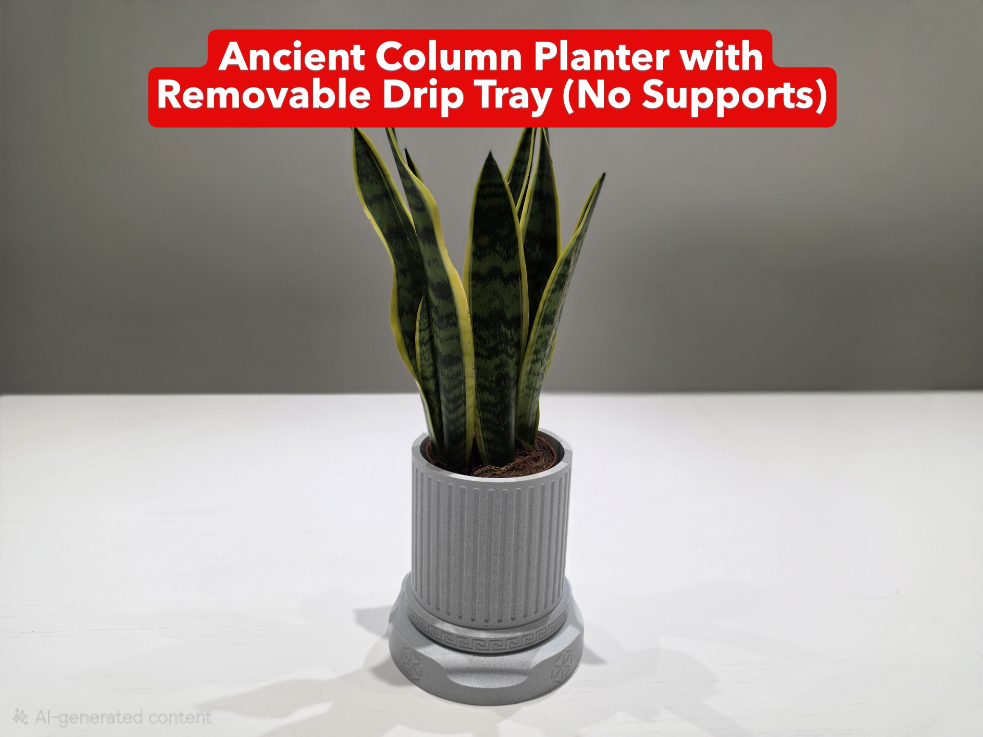 Ancient Column Planter with Removable Drip Tray