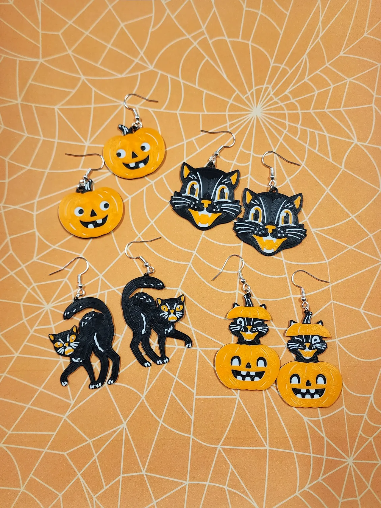 Vintage Halloween Earrings, No AMS, Quick Print view 2