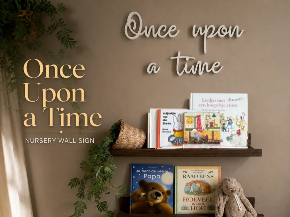 Caja o estuche: Once Upon a Time Nursery Wall Sign Bookcase Decor. Referencia del modelo original.