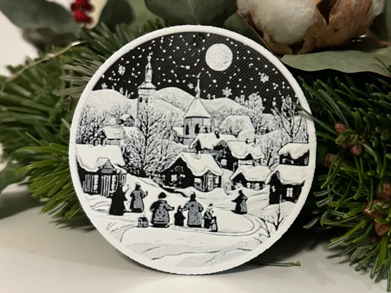 Josef Lada-Style Christmas Ornament (Hue Forge)