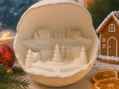 snow ball winter christmas scene 