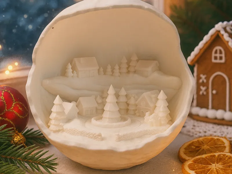 snow ball winter christmas scene 