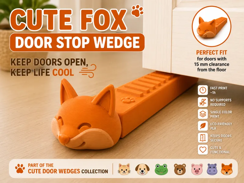 Cute Fox Door Stop Wedge | Quick Home Print