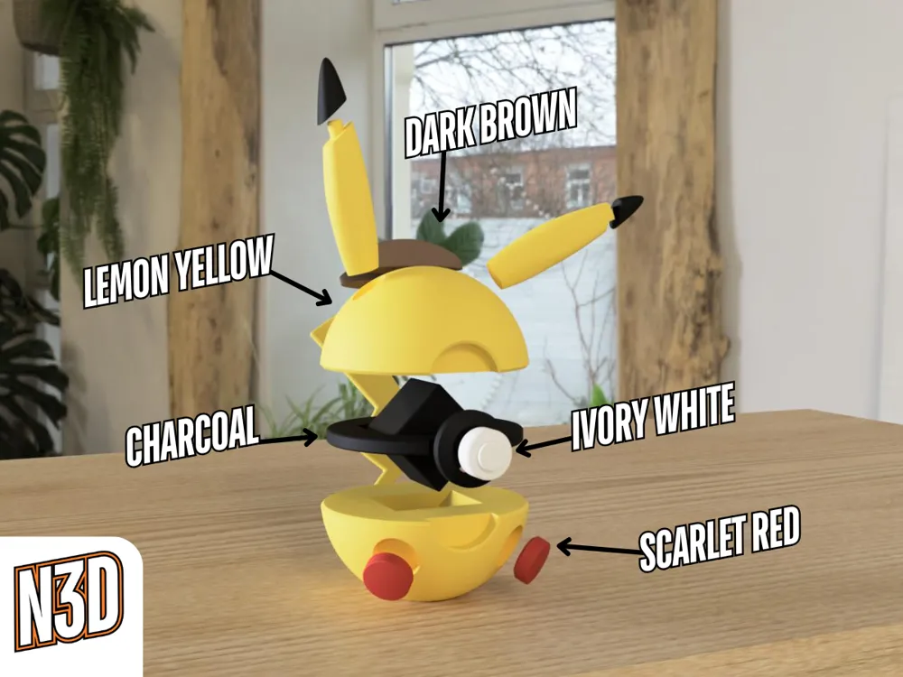 0025 - Pikachu Ball - Free 3D Print Model - MakerWorld