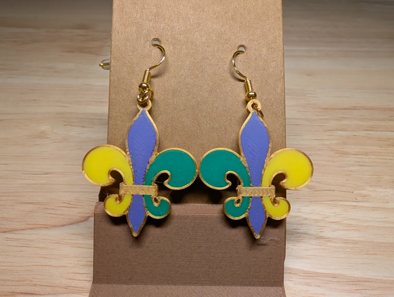Mardi Gras Fleur de Lis Earrings view 3
