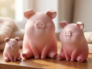 Kawaii Piglet Family – 3 Sizes