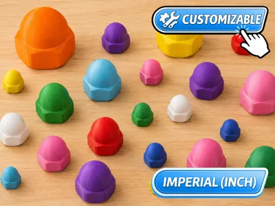 Parametric IMPERIAL Hex Cap Nut (#0 to 2")