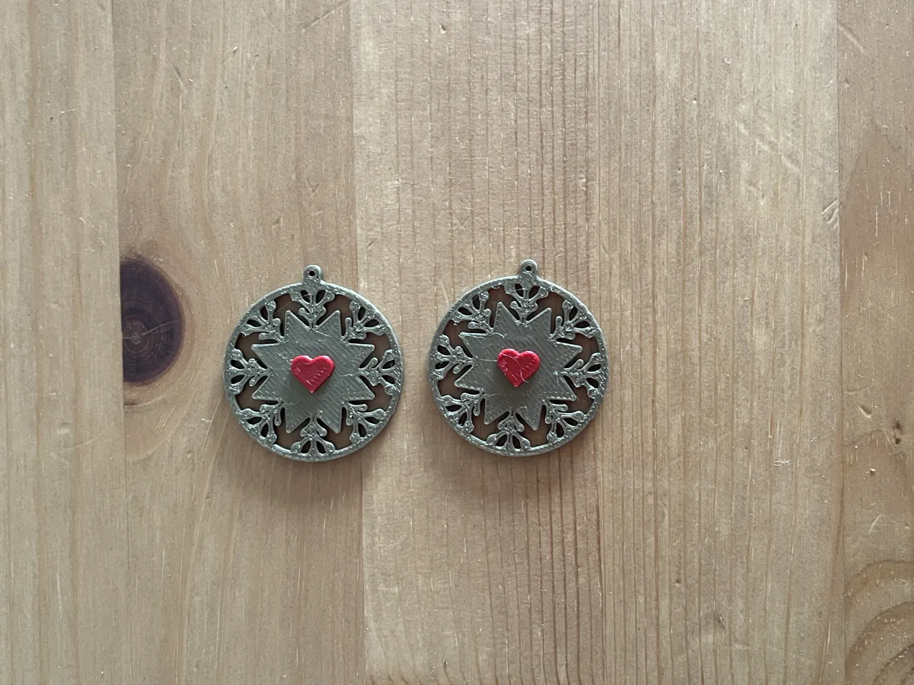 heart snowflake earrings view 2
