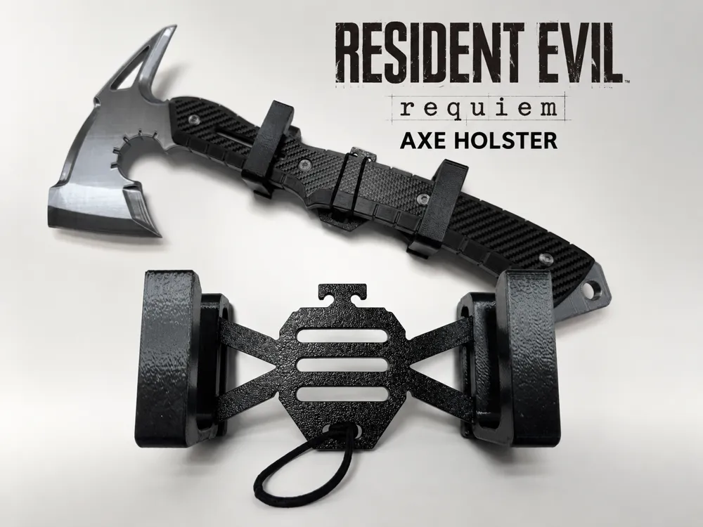 Letrero o emblema decorativo: Resident Evil Requiem Cosplay: Axt Holster. Referencia del modelo original.