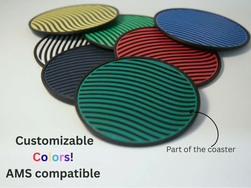 Ribbed coasters with AMS