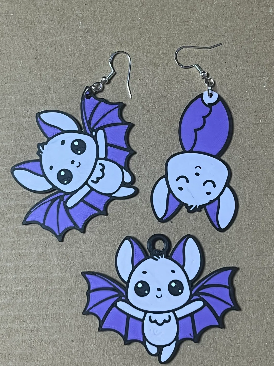 Two sides bats earrings view 3