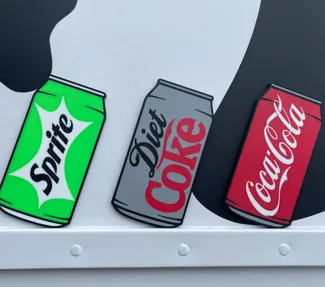Coke, Diet Coke, and Sprite can magnets