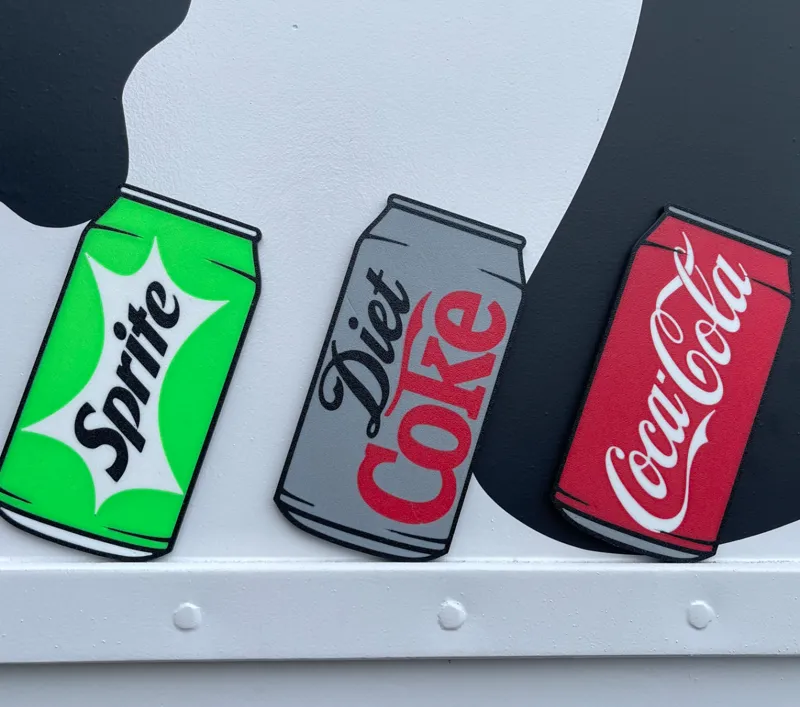 Coke, Diet Coke, and Sprite can magnets