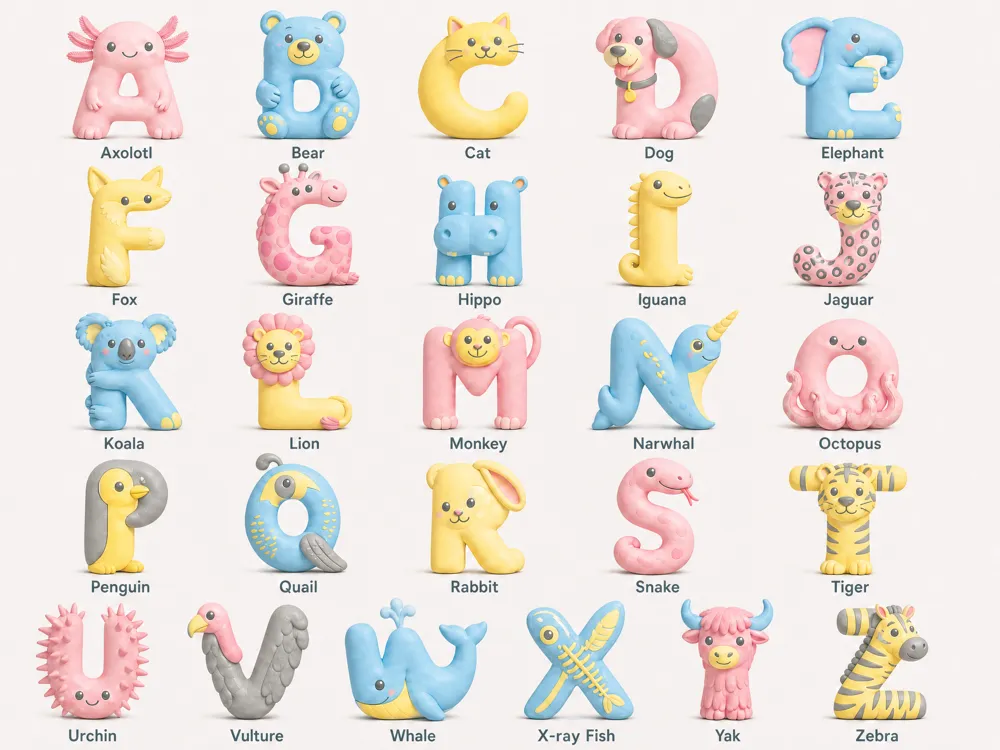 Animal Alphabet in English. Animal letters - Free 3D Print Model ...