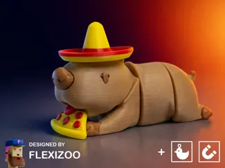 Cute Capybara Eating Pizza Slice Articulated Toy