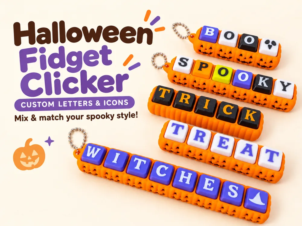 Halloween Fidget Clicker – Custom Letters & Icons - Free 3D Print Model ...