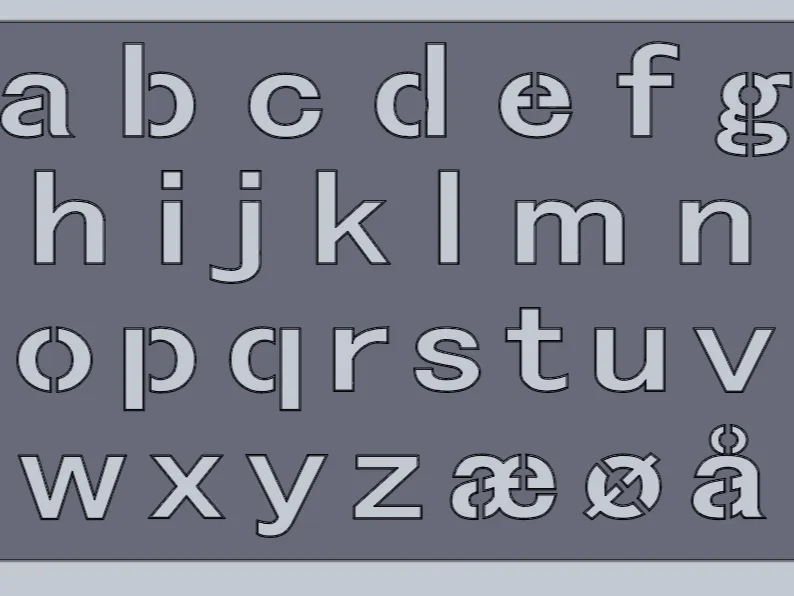 Stencil danish alphabet small letters