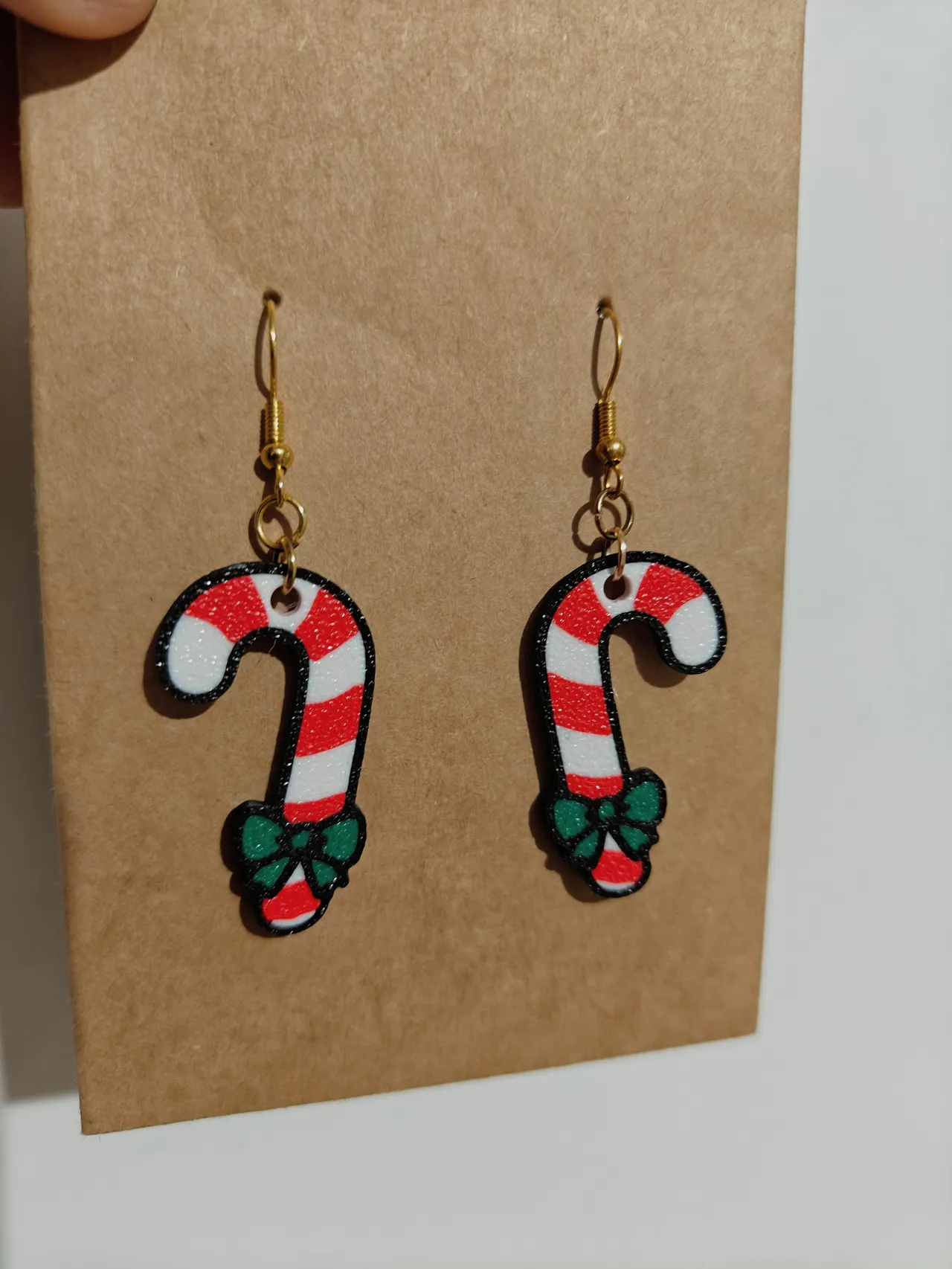 Boucles d'oreilles de Noël mignonnes canne à sucre view 3