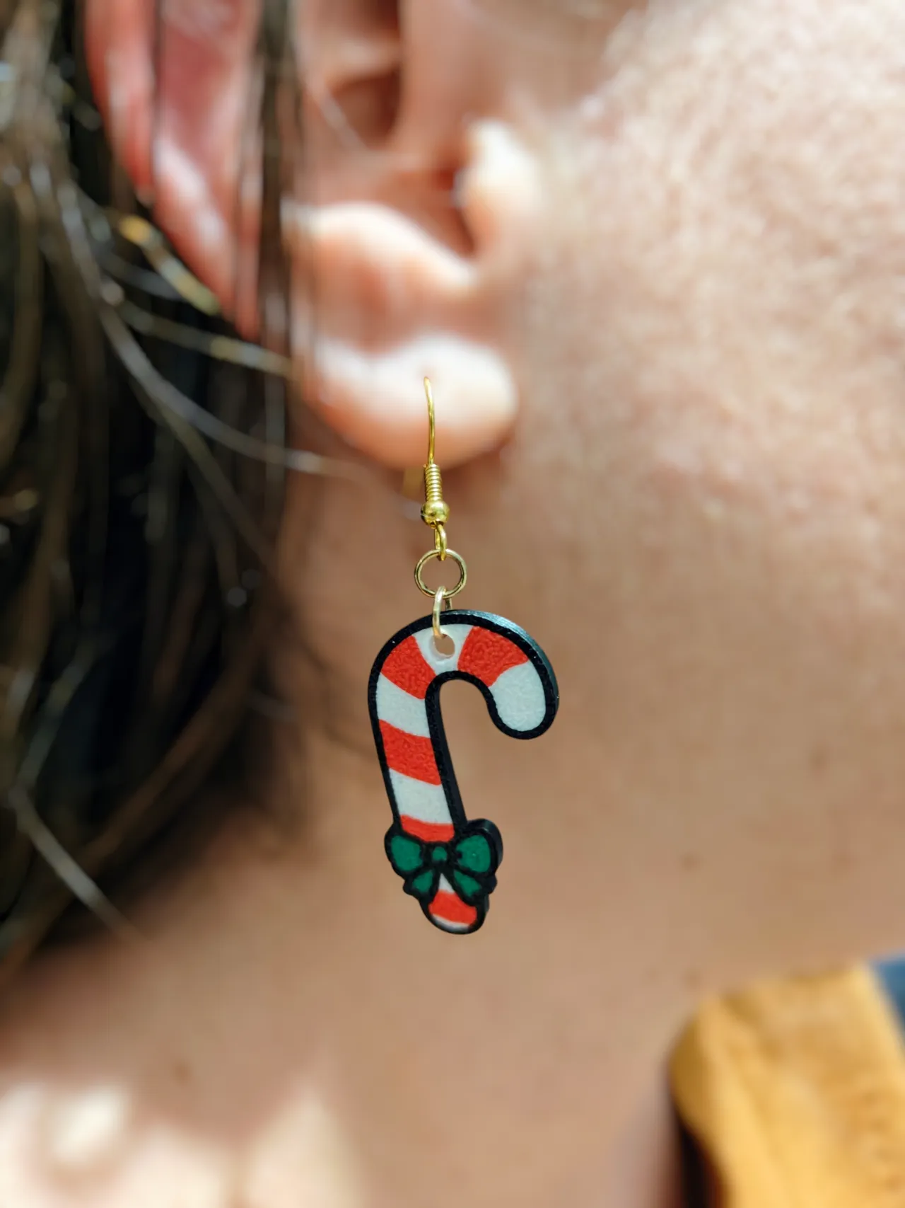 Boucles d'oreilles de Noël mignonnes canne à sucre view 2