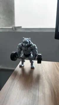 Figurine 3D tigre musclé haltérophile — photo 3