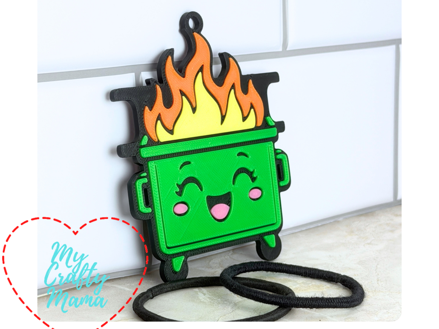Dumpster Fire Hair Tie Key Chain - 1