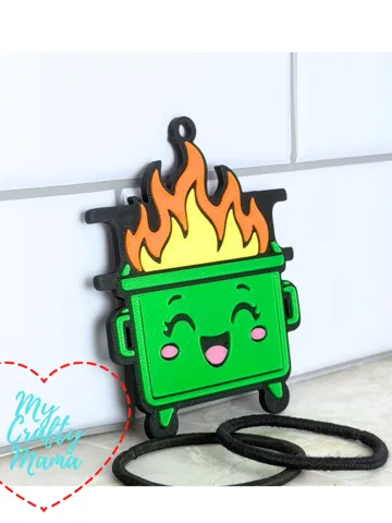 Accesorio para sujetar ligas de cabello: Dumpster Fire Hair Tie Key Chain — vista de referencia 2