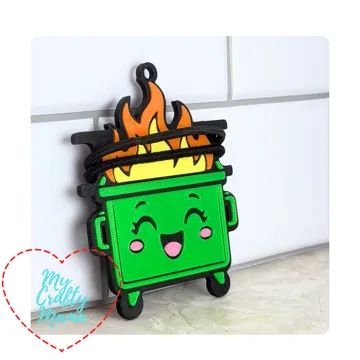 Accesorio para sujetar ligas de cabello: Dumpster Fire Hair Tie Key Chain — vista de referencia 3