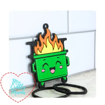 Accesorio para sujetar ligas de cabello: Dumpster Fire Hair Tie Key Chain — vista de referencia 5