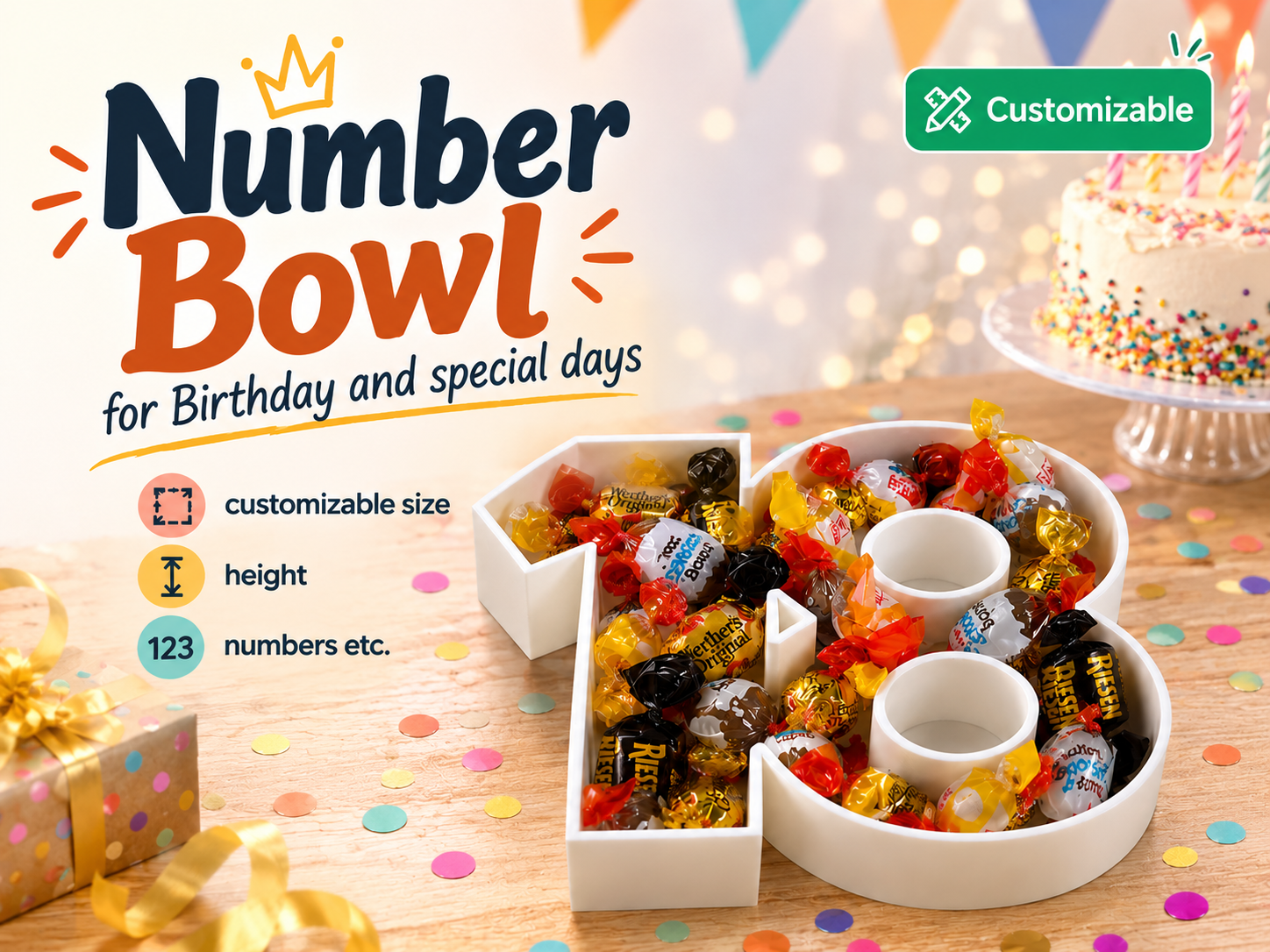 Number Bowl — Customizable Digit-Shaped Birthday - 1