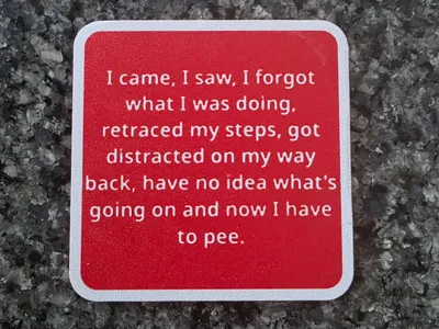 "I Came, I Saw, I Forgot..." Coaster