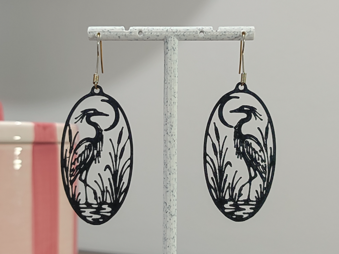 Aretes Garza al Anochecer 3D model by Layered Art 3D