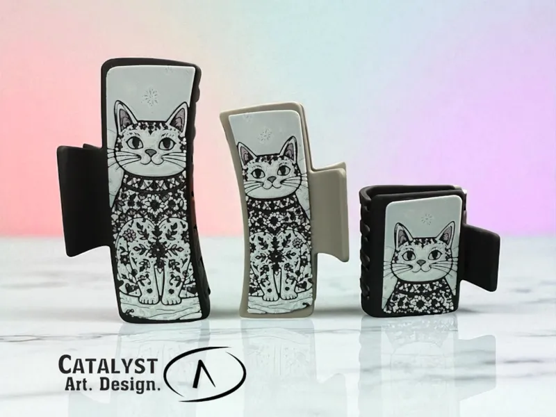 Cat in Snow Decorative Hair Clip Plate