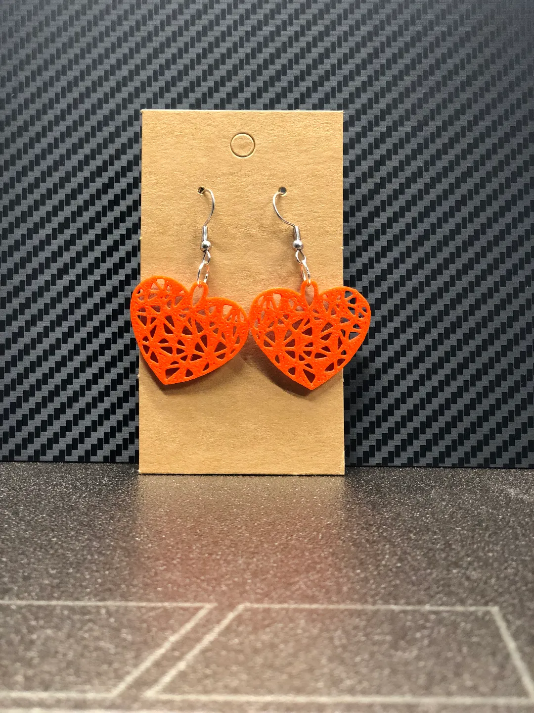 Low poly heart earrings view 2