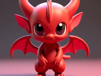 Red cute devil wing hellboy