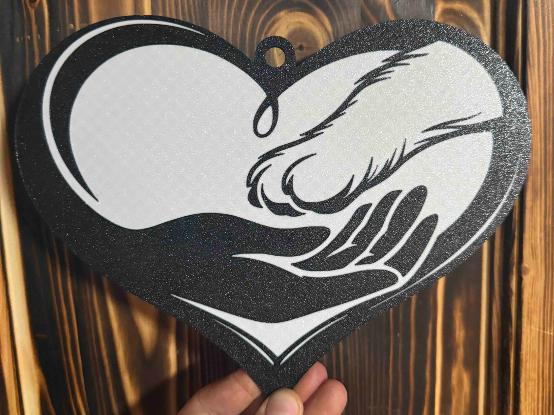 Human & Dog Paw Heart – Keychain / Wall Hanging