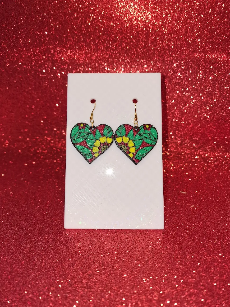 Heart blooming earrings view 2