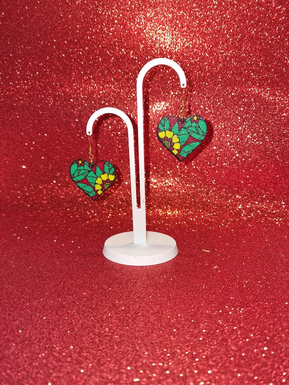 Heart blooming earrings view 3