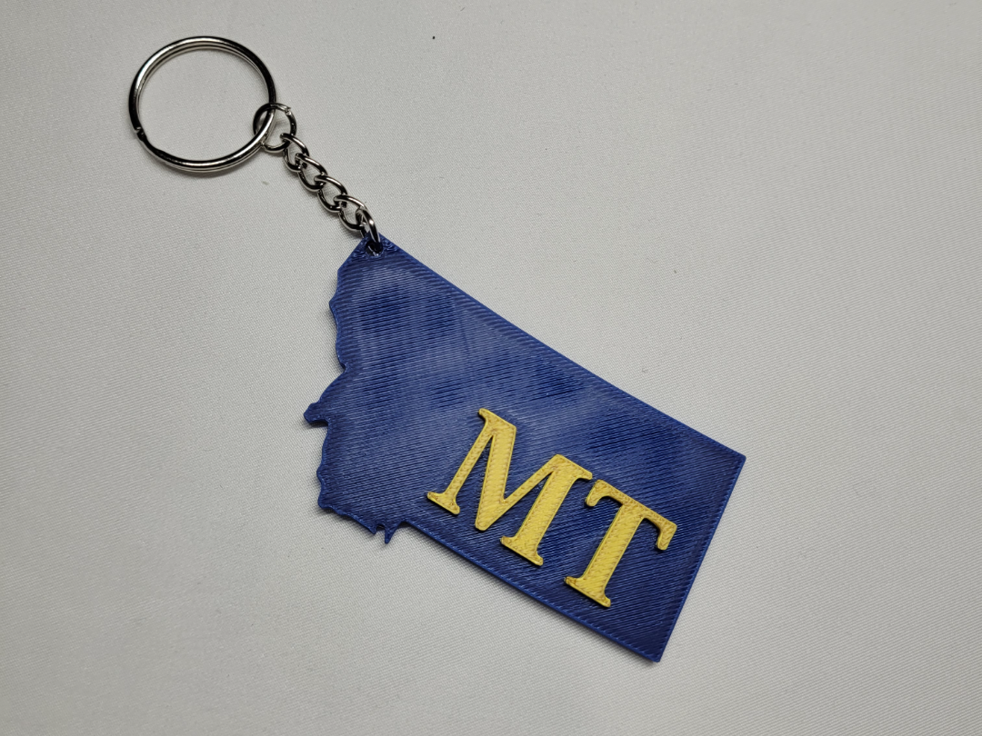 Montana state outline keychain, easy print
