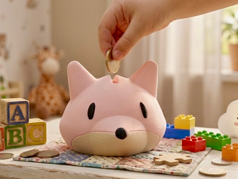 Adorable Fox Piggy Bank: Wild Animal Savings 3D model