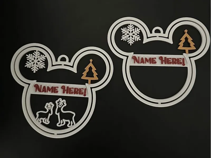 Custom 5 christmas baubles in the shape of Mickey