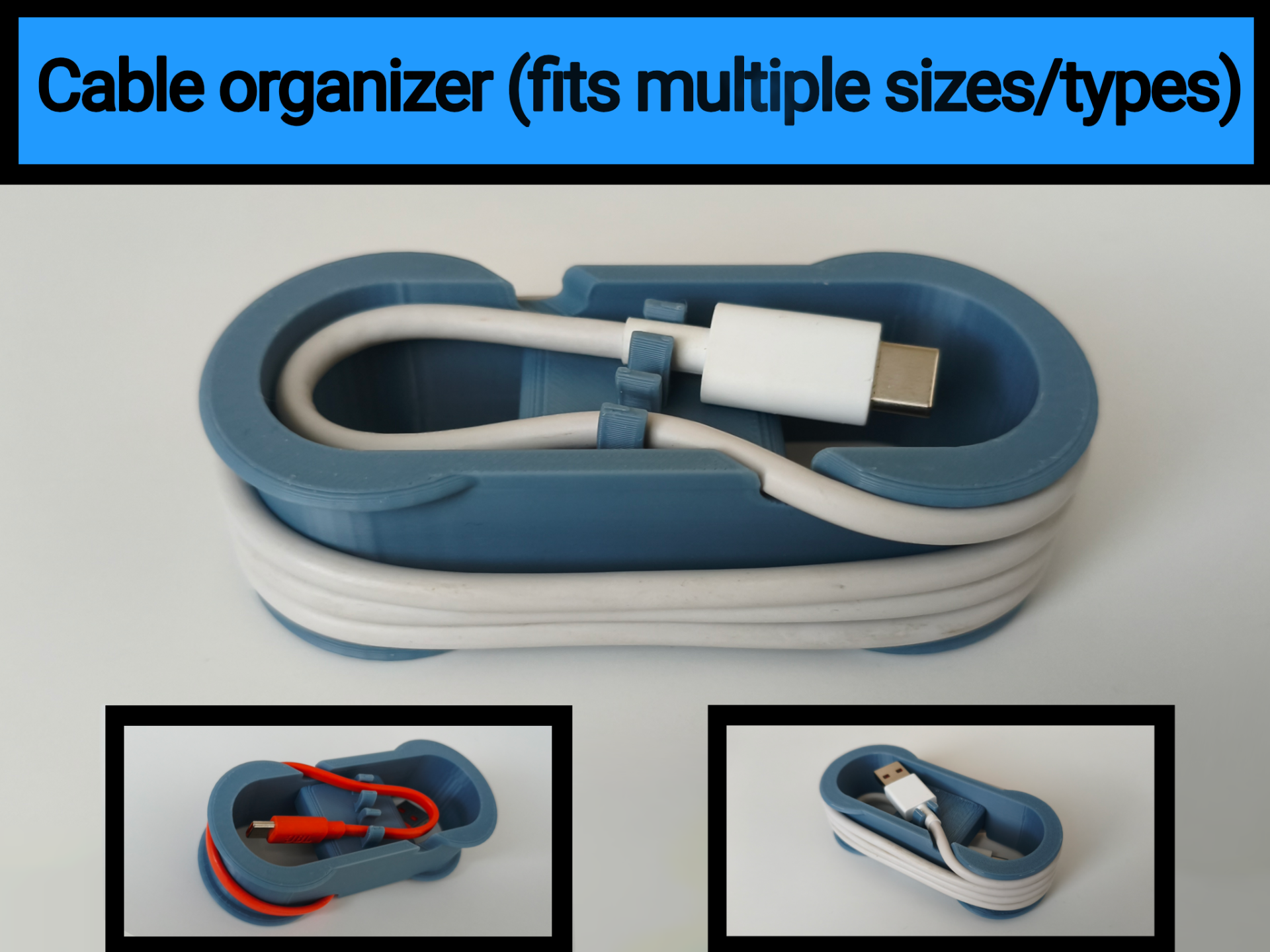 Cable organizer - Multiple sizes & types- USB