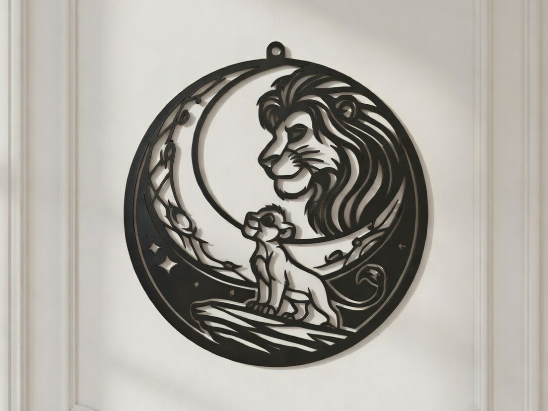 Simba & Mufasa Moon Silhouette - Lion King Wallart