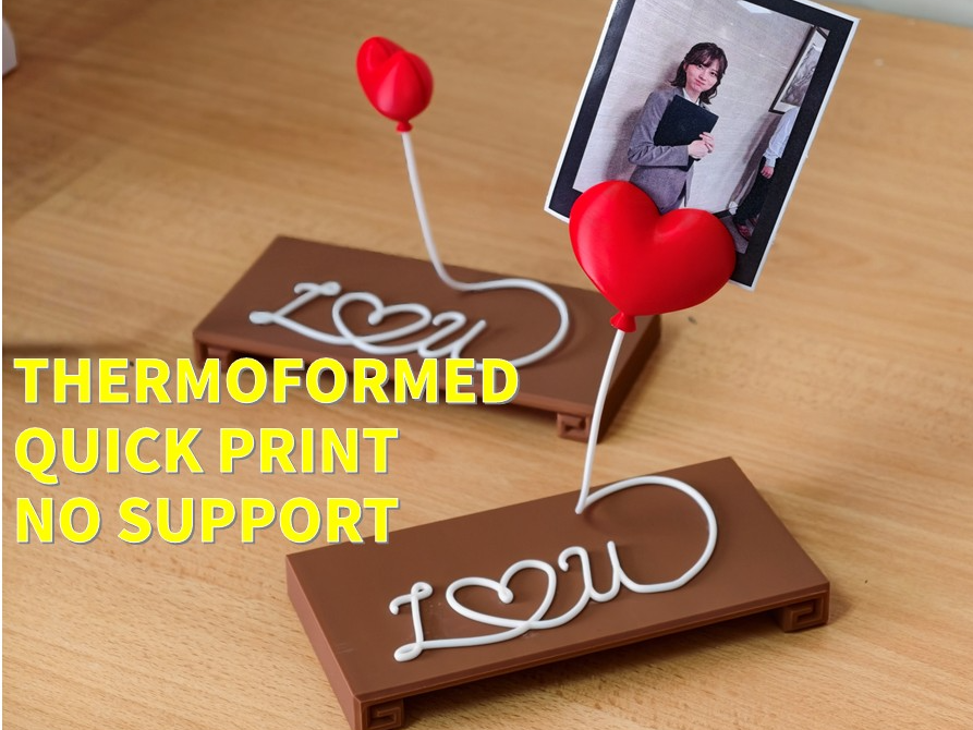 One Line Love — Floating Heart Photo & Memo Holder