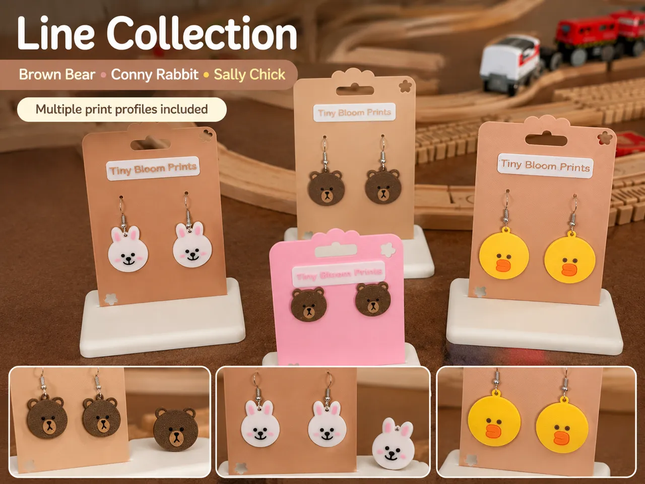 Line Collection – Bear, Conny & Sally Earrings view 2